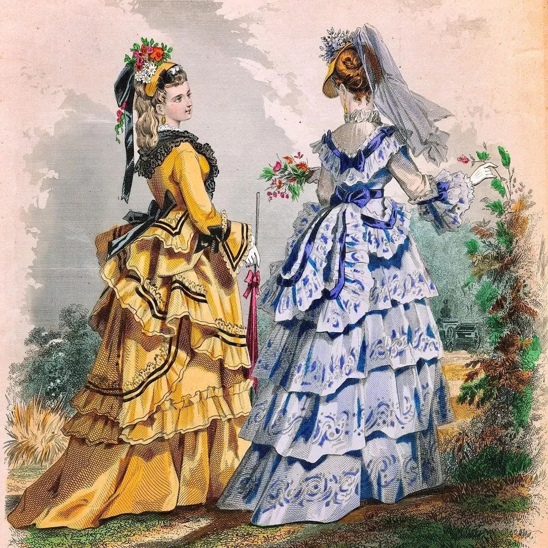 instagram | 复古欧洲宫廷风时装手绘_插画