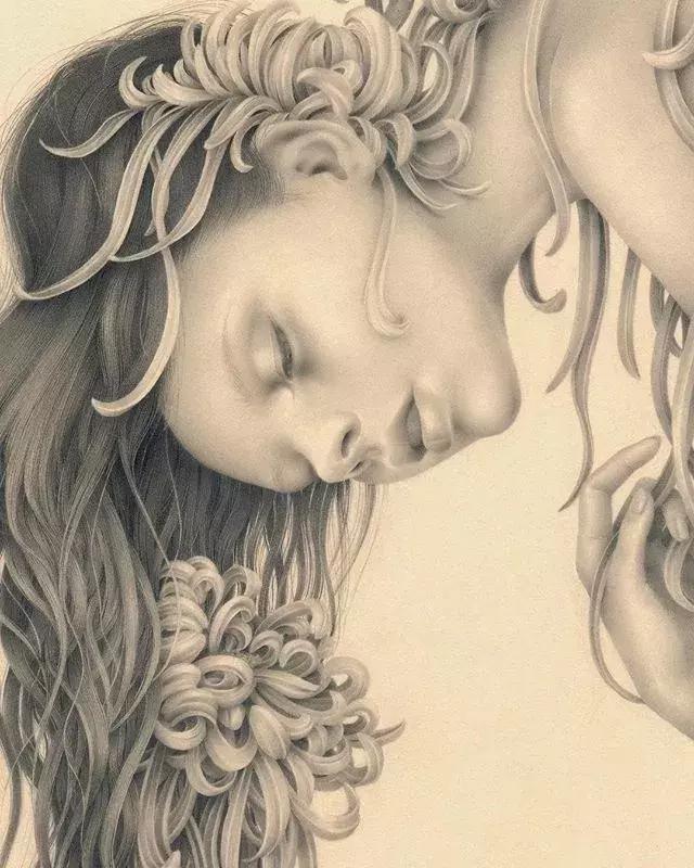 我只服她16岁自学画画创作了一系列铅笔精微素描