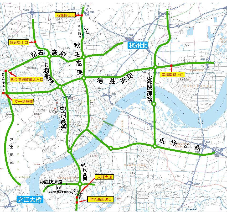 杭州钱塘快速路地图图片