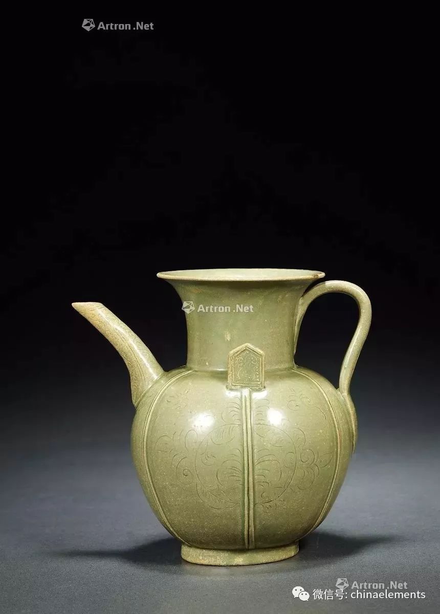 龙泉窑青釉执壶连盖北宋(960-1127) 定窑白釉执壶南宋 青白釉刻花龙首