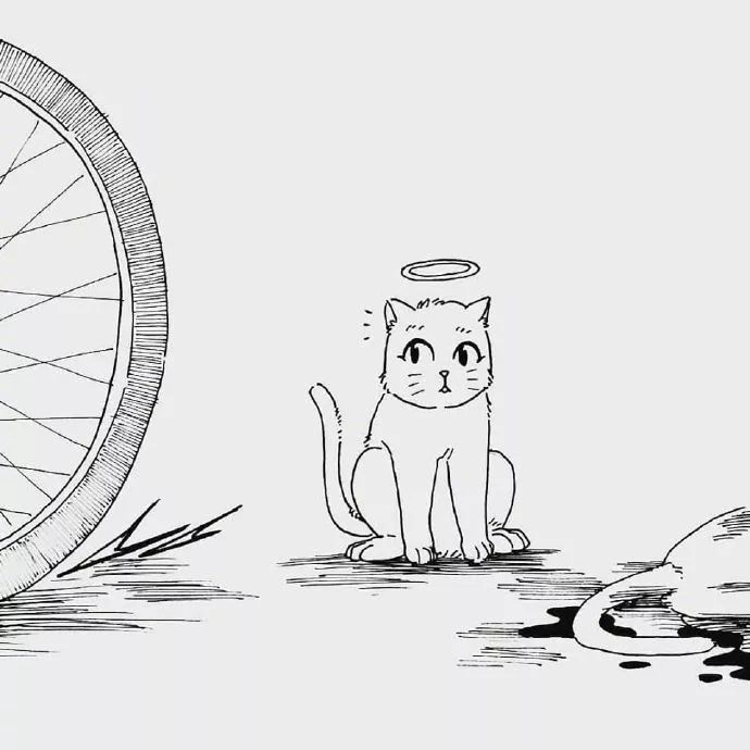漫画分享,路上经常可以看到惨死在车轮下猫咪跟狗狗,大多以流浪猫为主