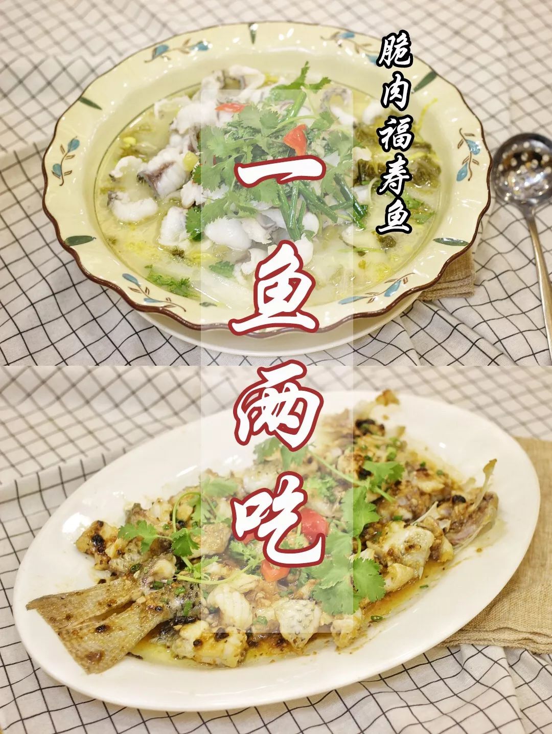 两种吃法!脆肉福寿鱼--一鱼两吃鱼腩部分脂肪极少,花纹细腻,肉质鲜嫩.