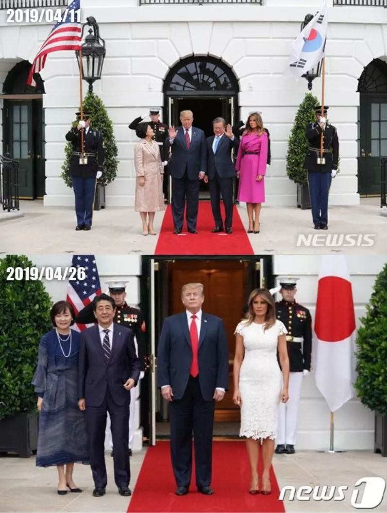 做"c位最靓的崽!特朗普把安倍"挤出"了红毯