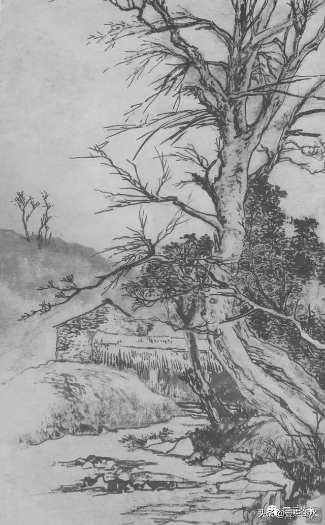 顾坤伯山水课徒画稿树法