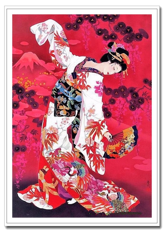 《美人绘》--日本画家森田春代日本仕女画作品赏析_工笔