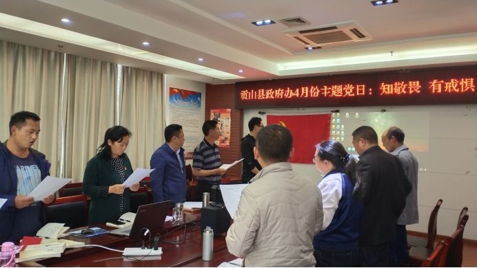 贡山县人民政府办公室党支部开展4月份"知敬畏 有戒惧 守底线"主题