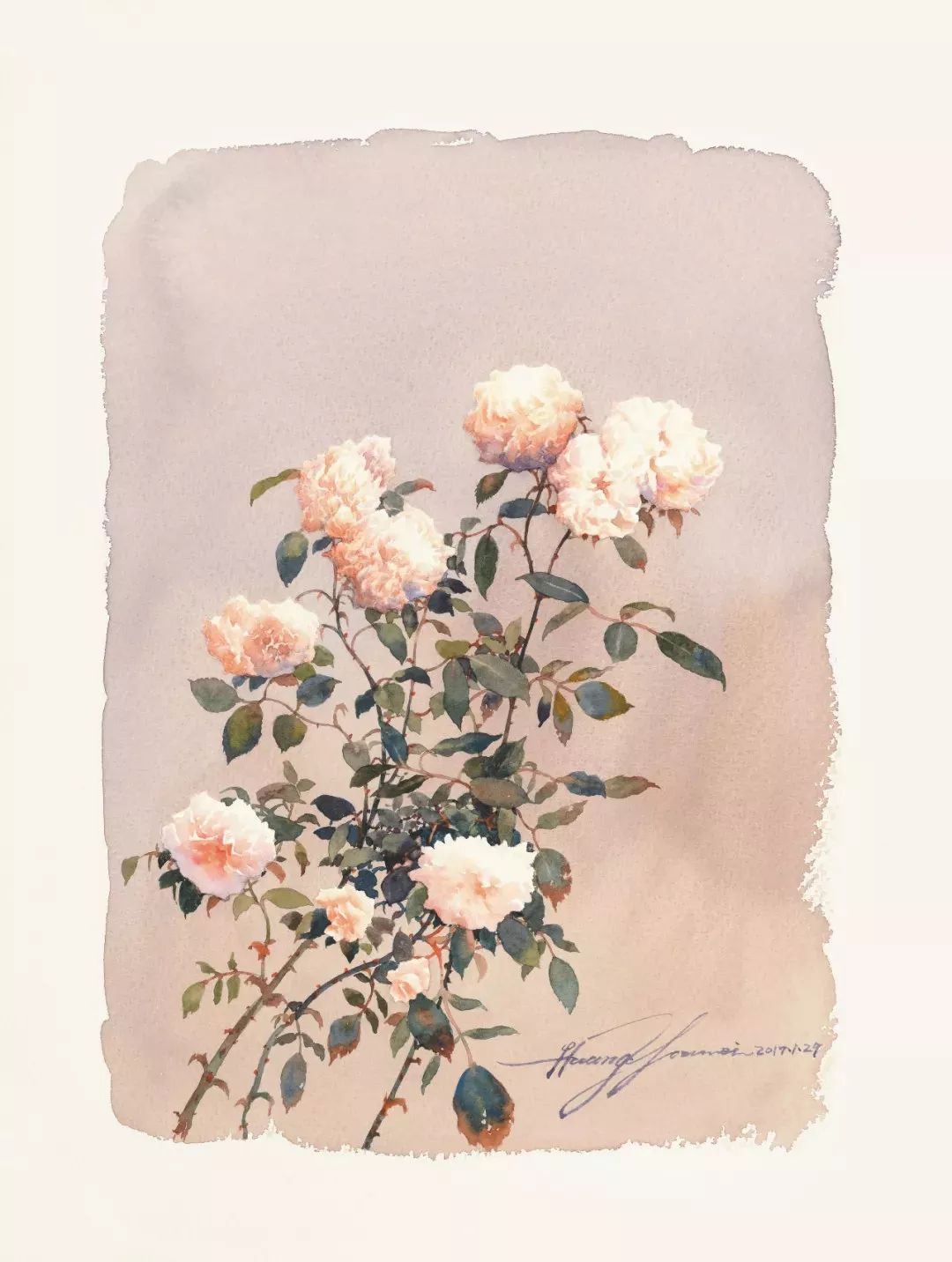 水彩步骤| 细节之美——一束优雅古典的玫瑰_花朵