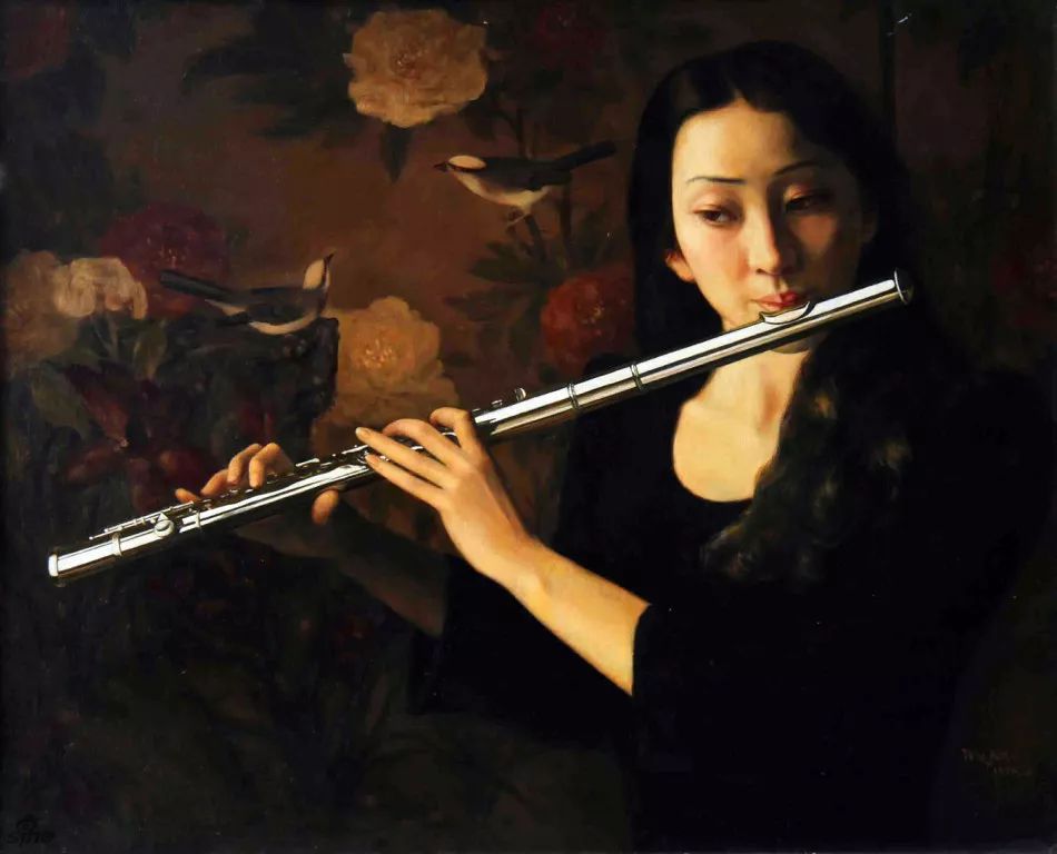 女长笛手80x 65cm