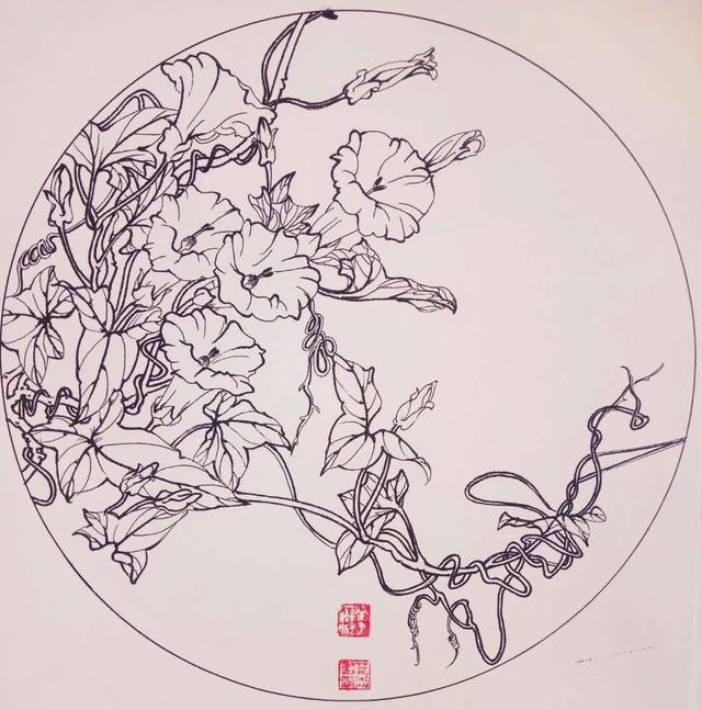 钢笔花卉白描达人叶志军先生的钢笔画分享