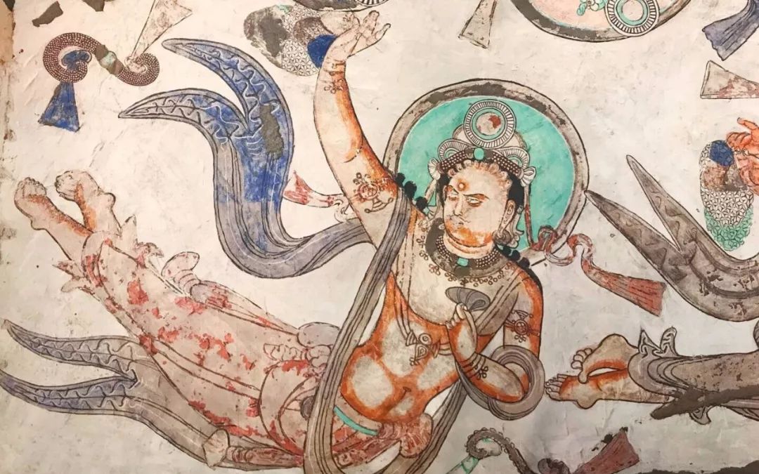 龟兹壁画飞天样式龟兹的艺术不仅在音乐舞蹈方面,在绘画艺术上,也是别
