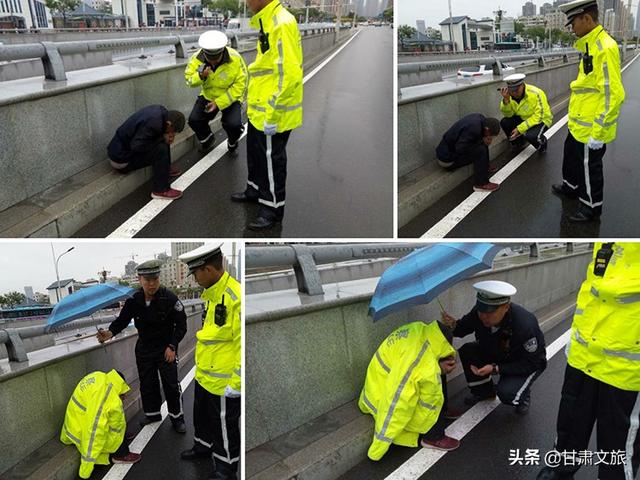 大队民警石志金巡逻至家具市场时,发现一位老人倚靠在马路中央护栏处