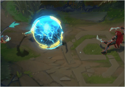 xit电竞游戏网e特效:悠米释放e技能能发出一道绿色的激光团给友军治疗