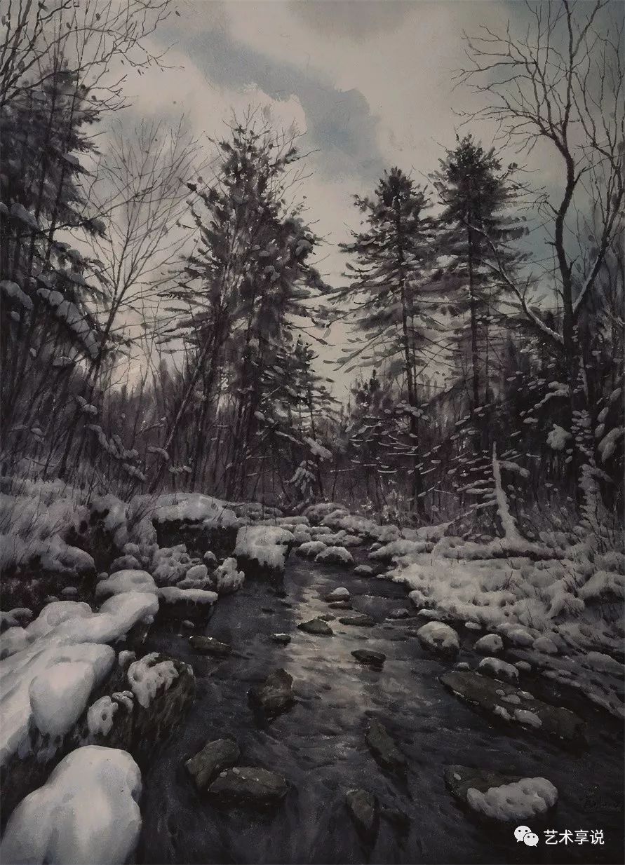 中国水彩画家肖明作品