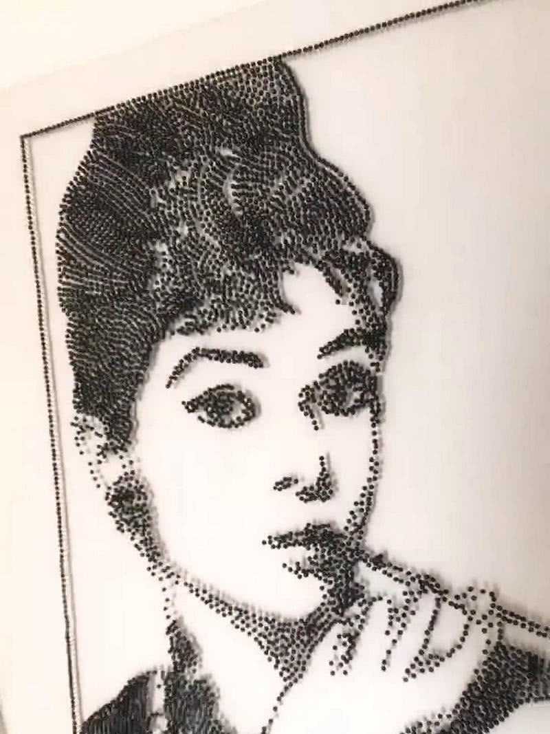 美术生用钉子画赫本,本以为又在作妖,看到成画直接跪服!