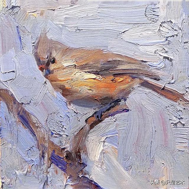 灵动活泼的油画小鸟,仿佛下一秒就要飞出来