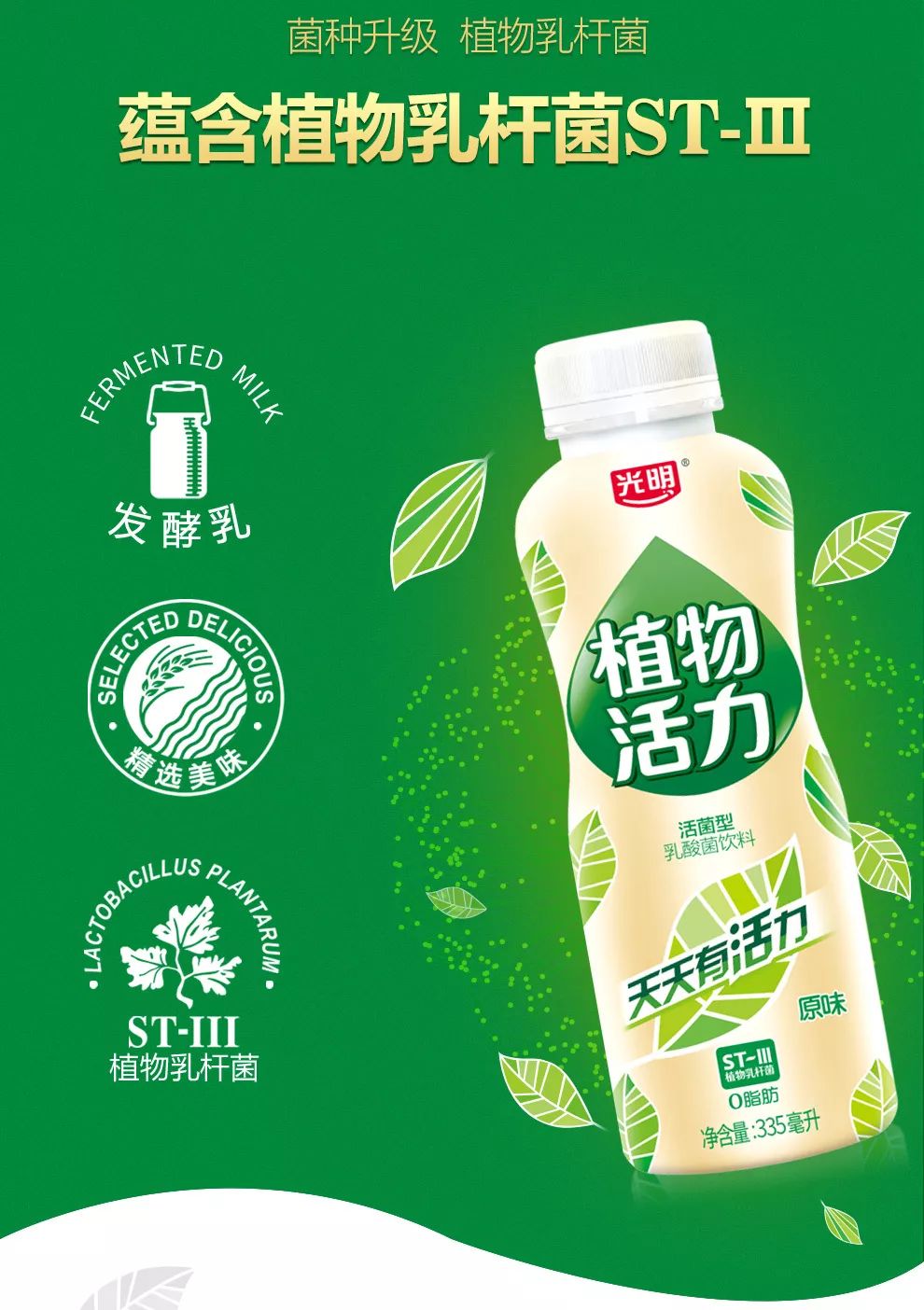光明植物活力活菌型乳酸菌乳饮料纯粹甜蜜,感觉味蕾被宠溺.