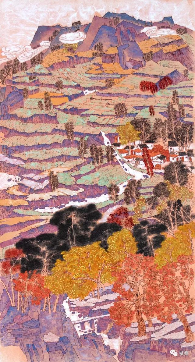 张小路《溪山秋语》96cm x 180cm王冉,中国美术家协会会员,北京市美术