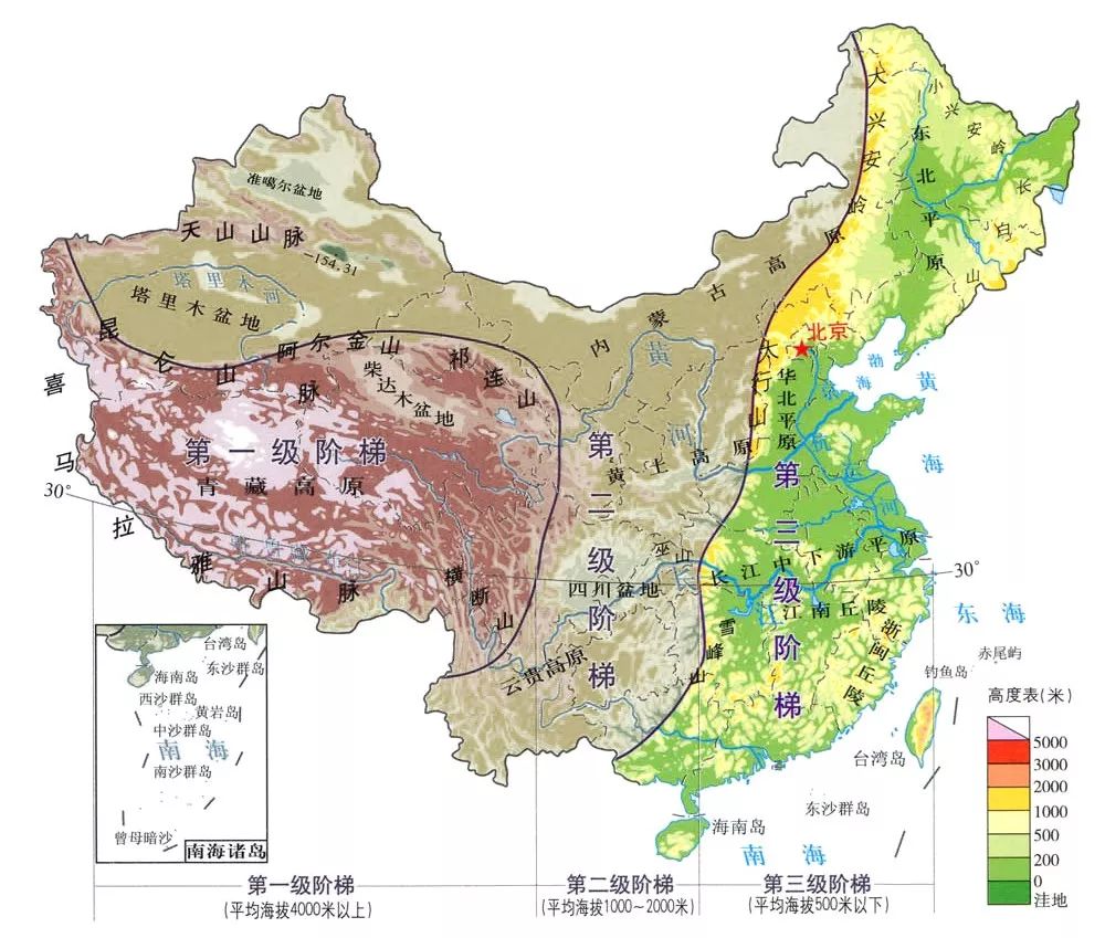 我国三大丘陵分布图图片