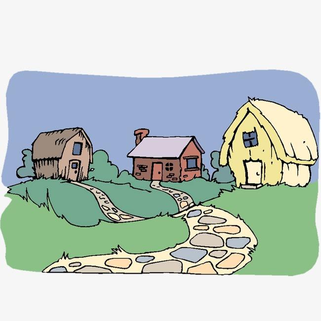 小村庄卡通图片