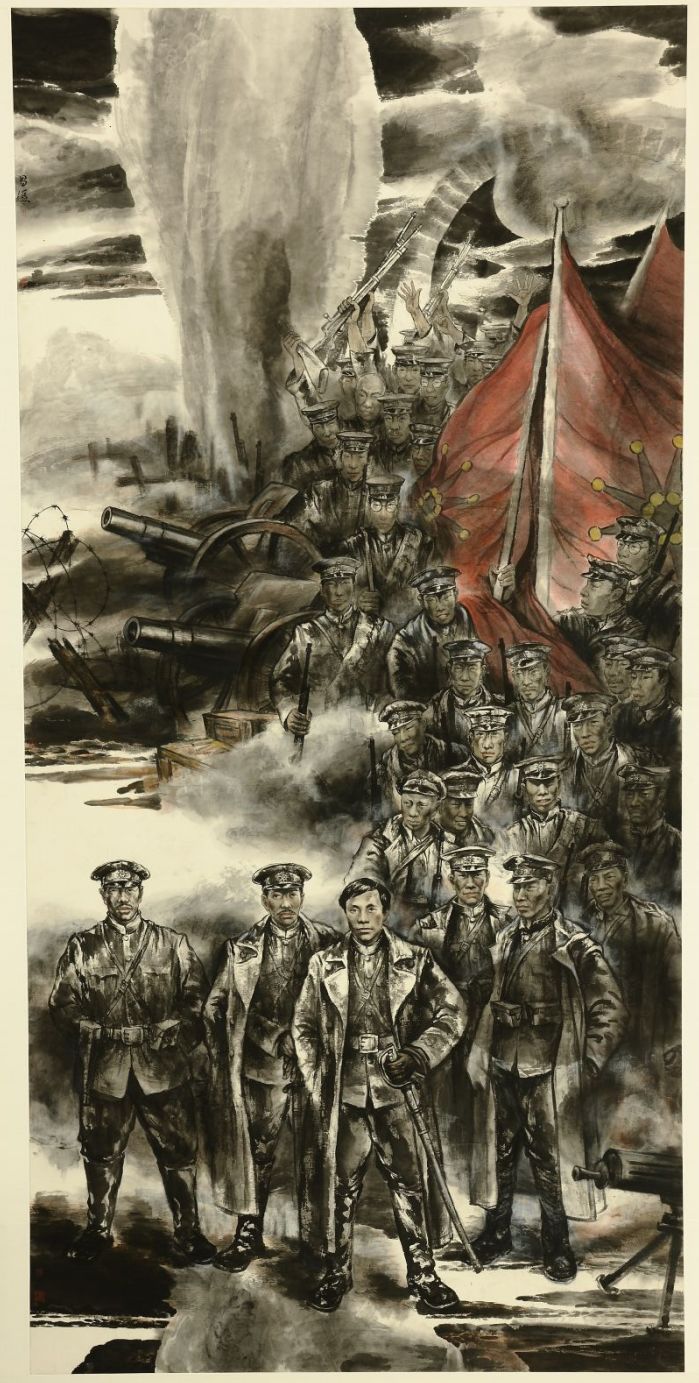 《武昌起义总指挥蒋翊武》国画易凭《黄兴与武汉保卫战》油画刘晨煌