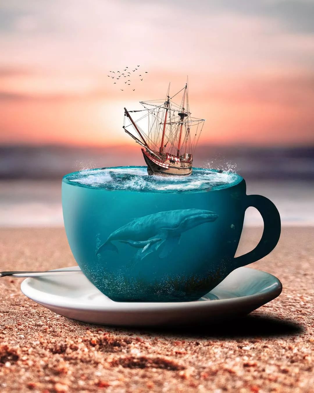 magic on the shore企鹅吞月reflection反射sea monster海怪