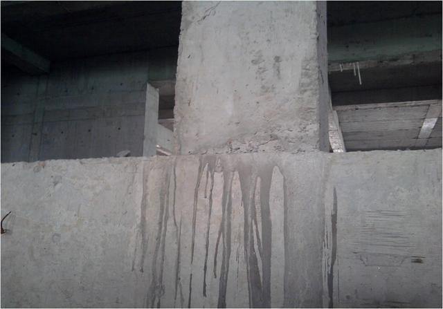 柱根部漏浆构造柱混凝土有断开(好)梁底角部漏浆柱头施工缝处漏浆楼面