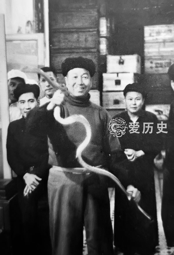 原创50年代广州珍贵老照片:店铺前抓蛇的大叔 新堤上村里最靓的仔