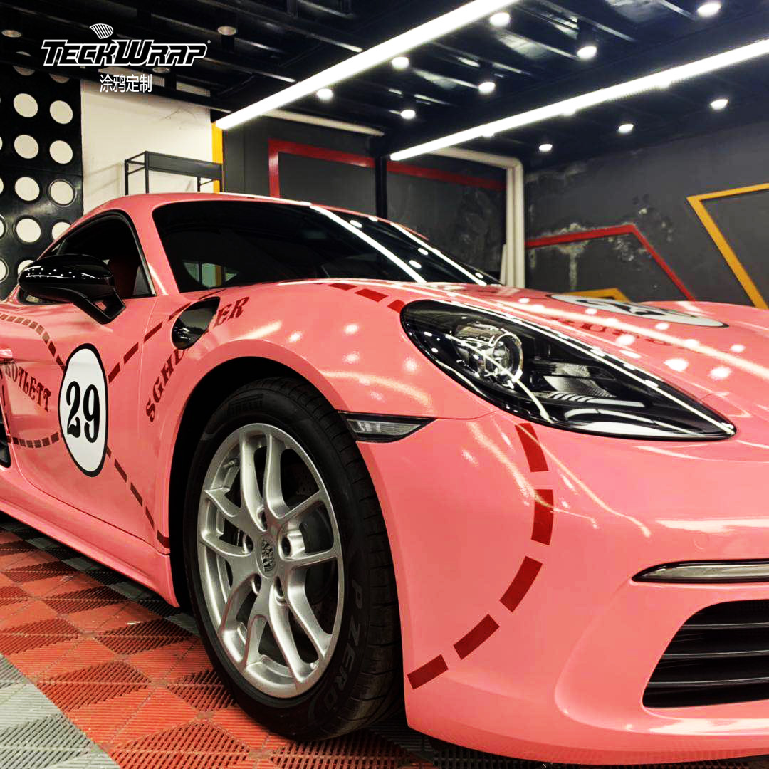 保时捷718汽车改色贴膜teckwrap美国秃鹰涂鸦定制