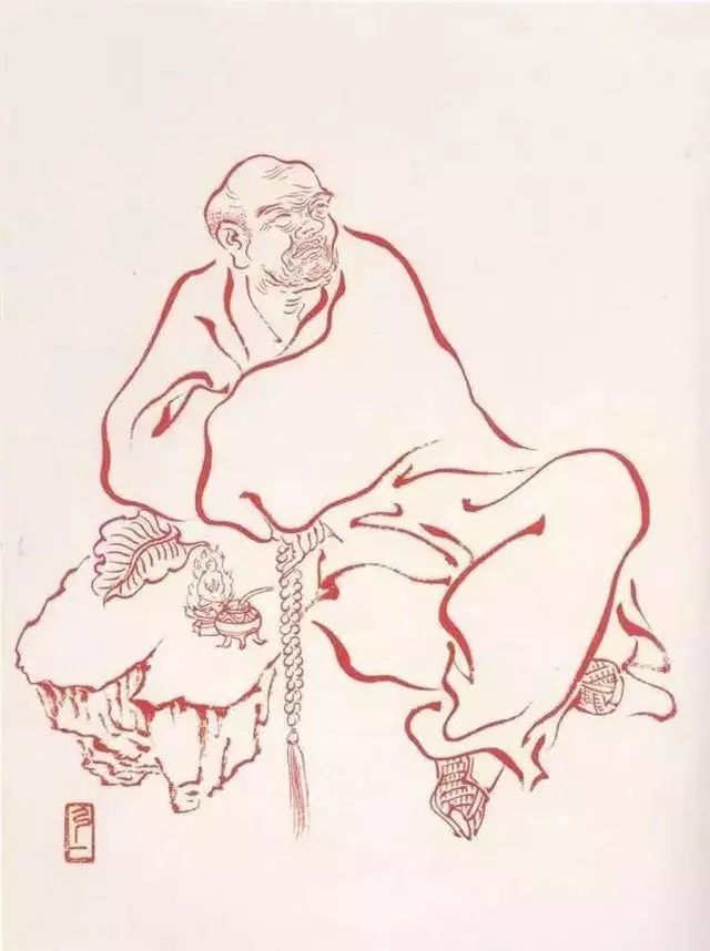 收藏|弘一大师 朱砂线描罗汉图(100幅)