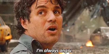 靠生气才能变身变强的浩克,一句:"im always angry"迅速燃起了整部