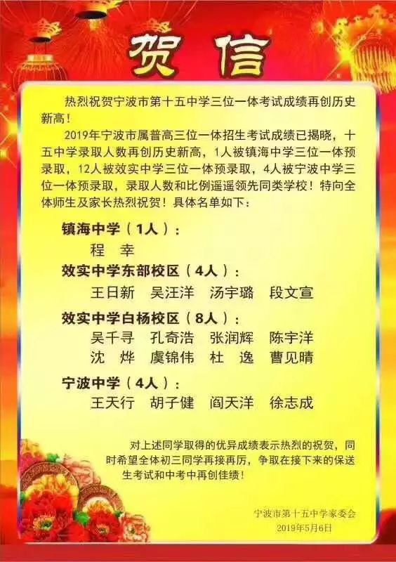 驚喜意外寧波市區中考三位一體預錄取後你們很要想的初中排行榜來了