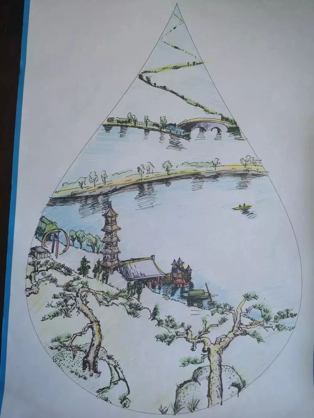 民主路小学献礼新中国70华诞共护美丽家乡河湖绘画作品展
