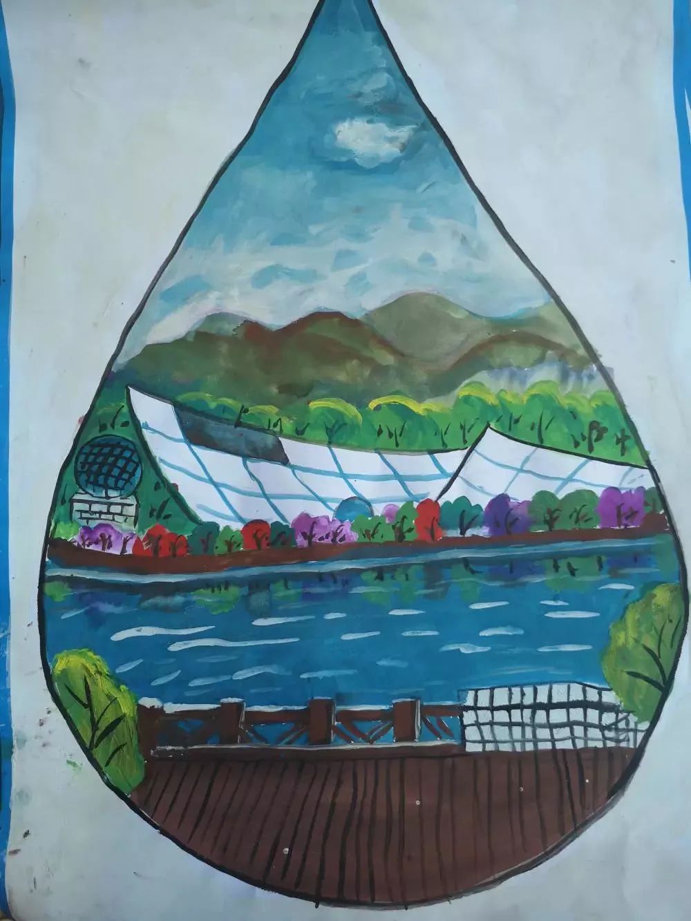绿水青山最美河湖绘画图片