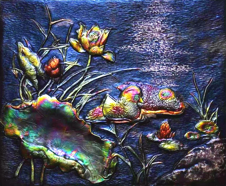 郭海博的铁板画《鹿头》.在铁板上敲打出的画,卖到2万一平尺