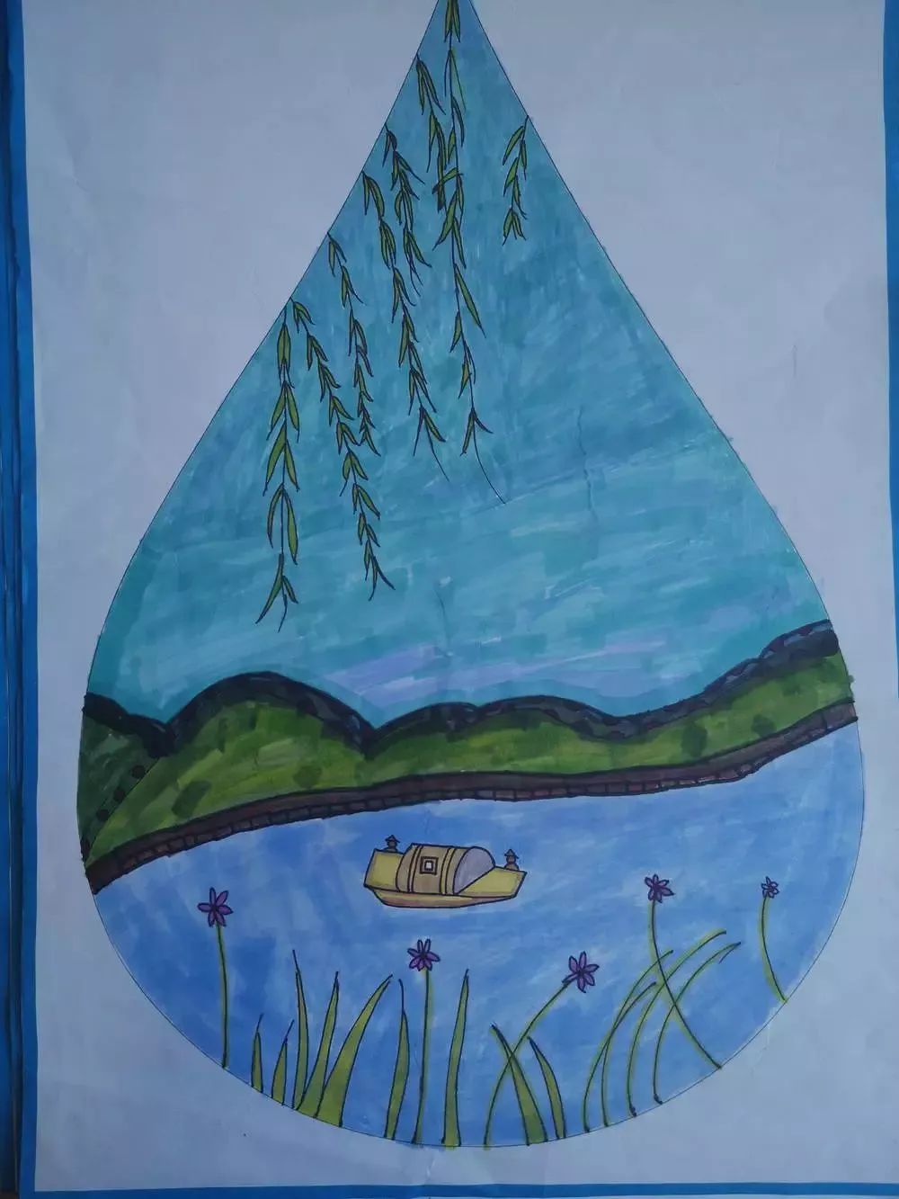 美丽河湖儿童画图片