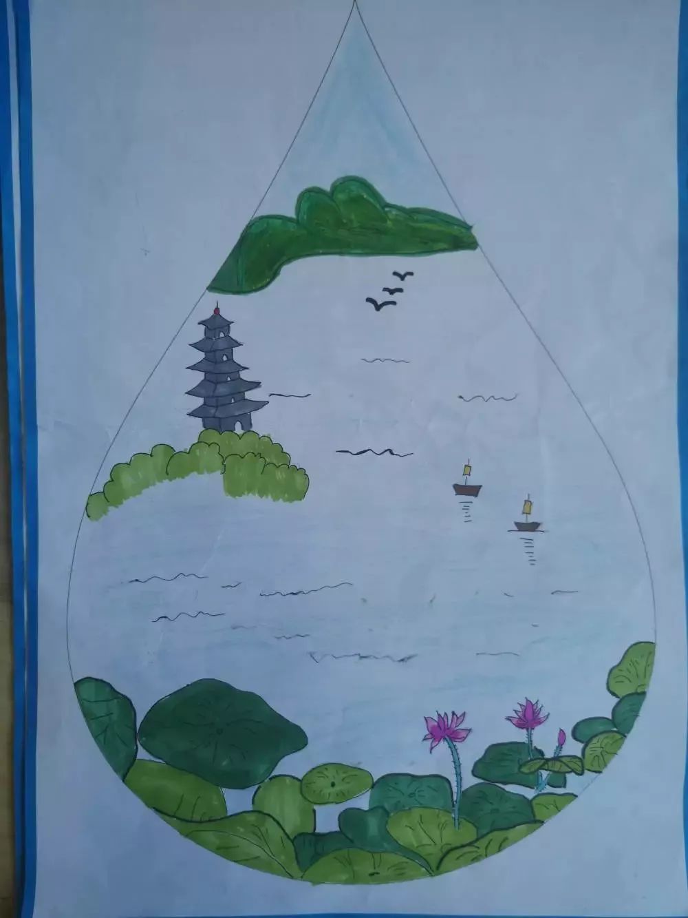 保护河湖绘画 简单图片