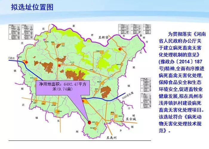 及控制性详细规划批前公示禹州市病死畜禽无害化处理项目选址拟选站址