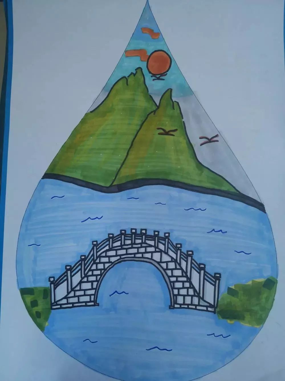 保护河湖绘画作品图片