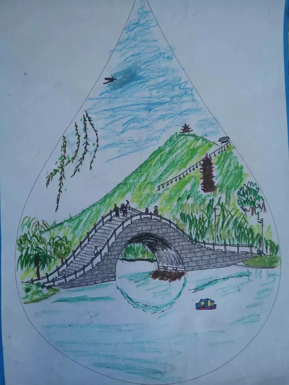 保护河湖绘画 简单图片