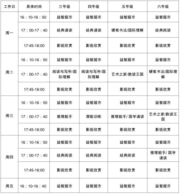 成都两所小学的课后延时服务课表曝光!原来是这样的