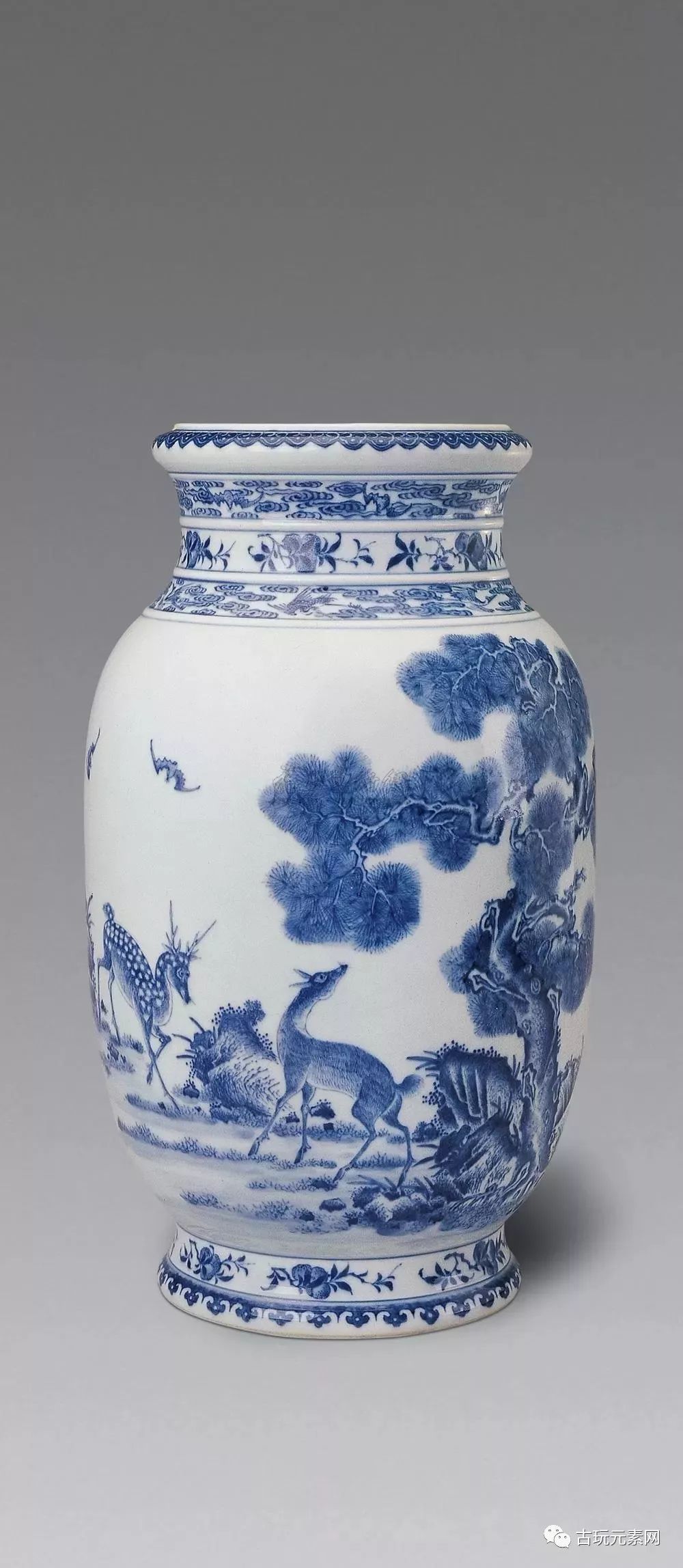 六合同春天下皆春瓷器上的传统纹祥鹤鹿同春