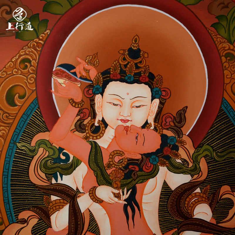 上行道 手绘唐卡双身欢喜金刚萨埵菩萨