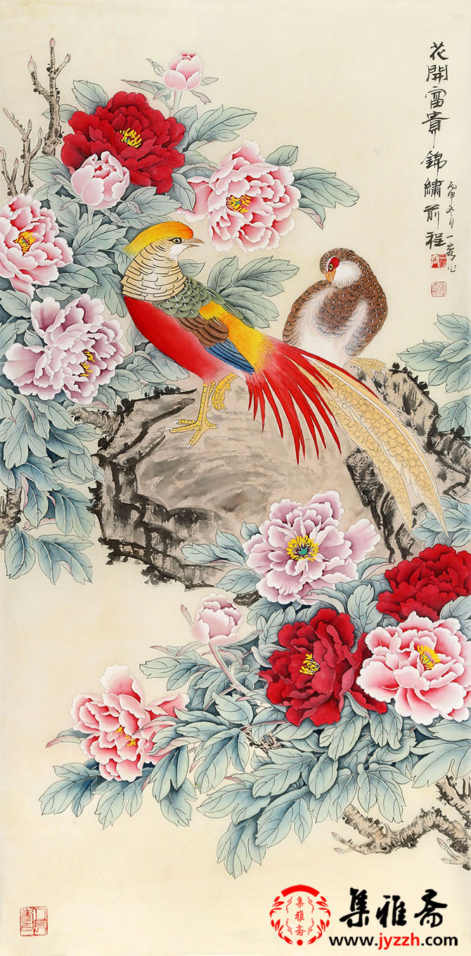玄关吉利花鸟画第二款:花开富贵牡丹图古往今来,众多文人墨客被竹子的