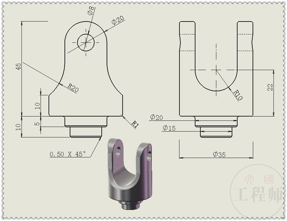 用solidworks建模并装配的万向接头