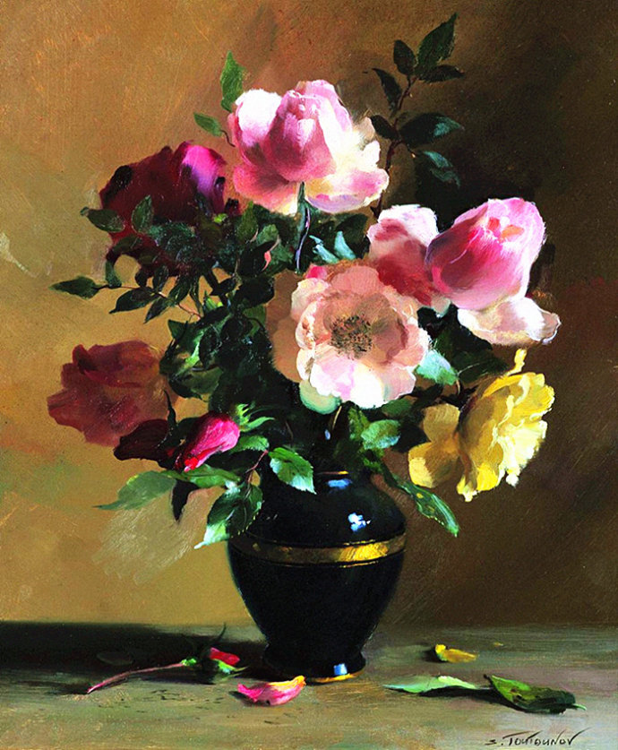 落英有情俄罗斯画家sergueitoutouno花卉静物油画赏析