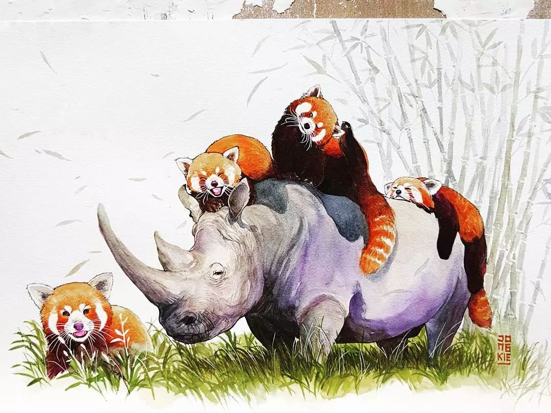 用水彩来创作色彩丰富的动物插画给人无限的想象力他的色彩美轮美奂