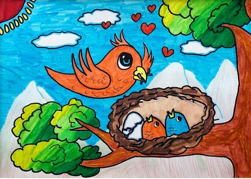 红领巾美术 翟家麟王思程作品:《大肚子的妈妈》我快要有个弟弟了!