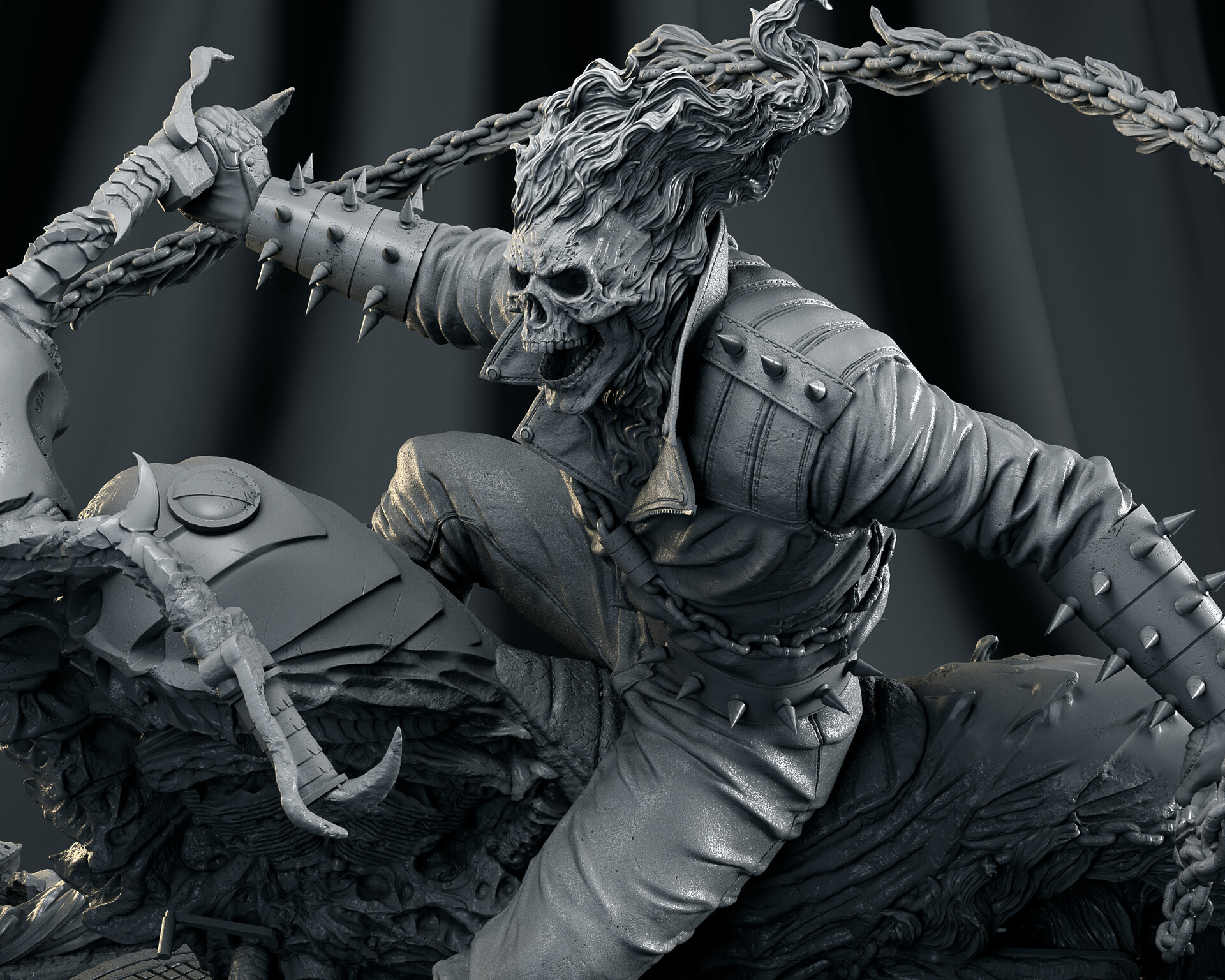 一组漫威宇宙恶灵骑士3d建模渲染