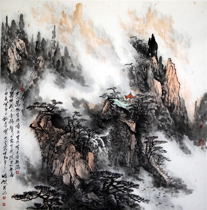 著名画家朱明昆笔耕不辍五十载山水画展南京开幕