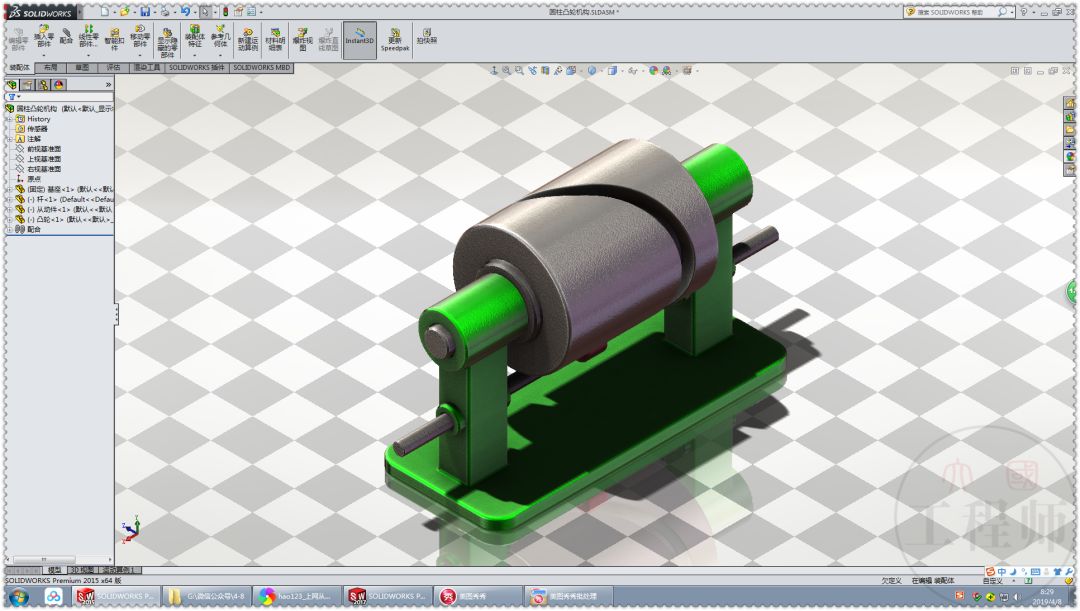 用solidworks设计的圆柱凸轮机构